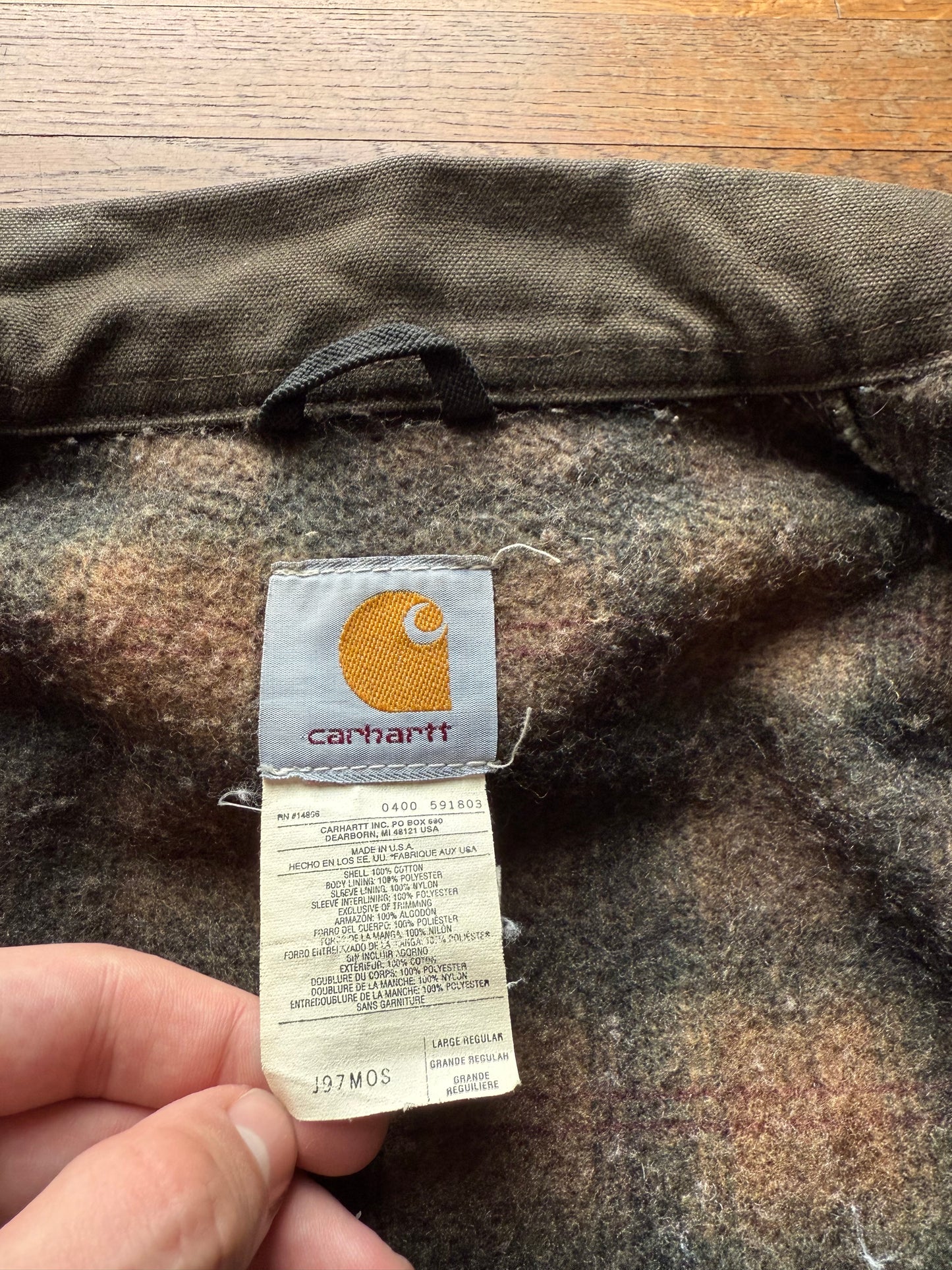 Faded Olive Green Carhartt Detroit Jacket - Large