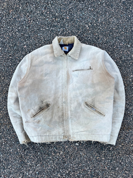 80年代の色あせたブラウンのカーハート デトロイト ジャケット - ボックス型 L-XL