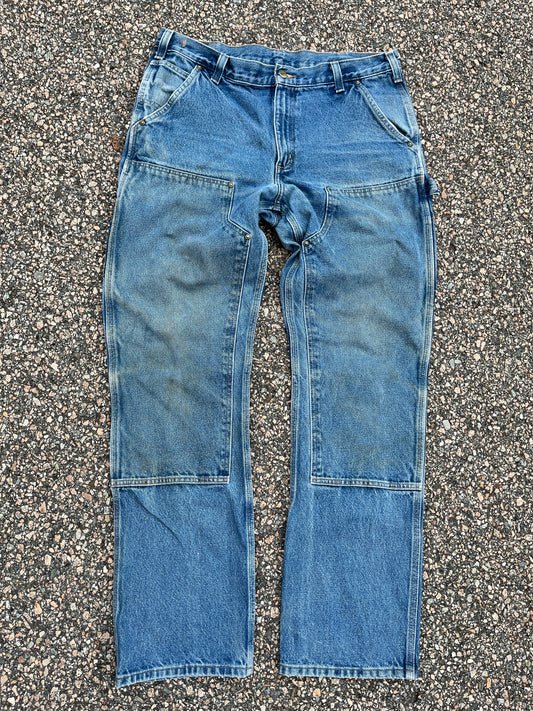 Faded Denim Carhartt Double Knee Pants - 36 x 33