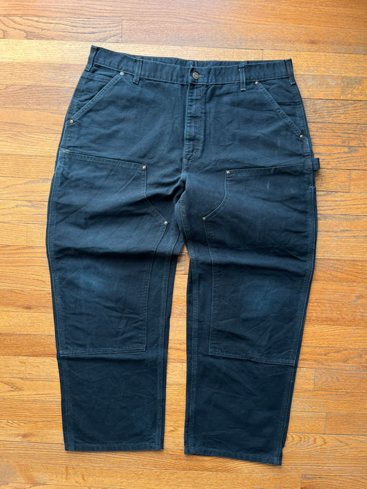 Faded Black Carhartt Double Knee Pants - 38 x 29