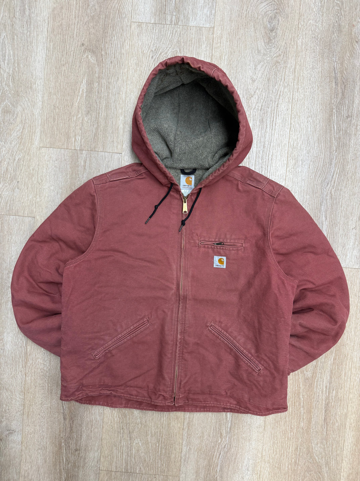 Faded Pink Carhartt Sherpa Lined Jacket - Medium