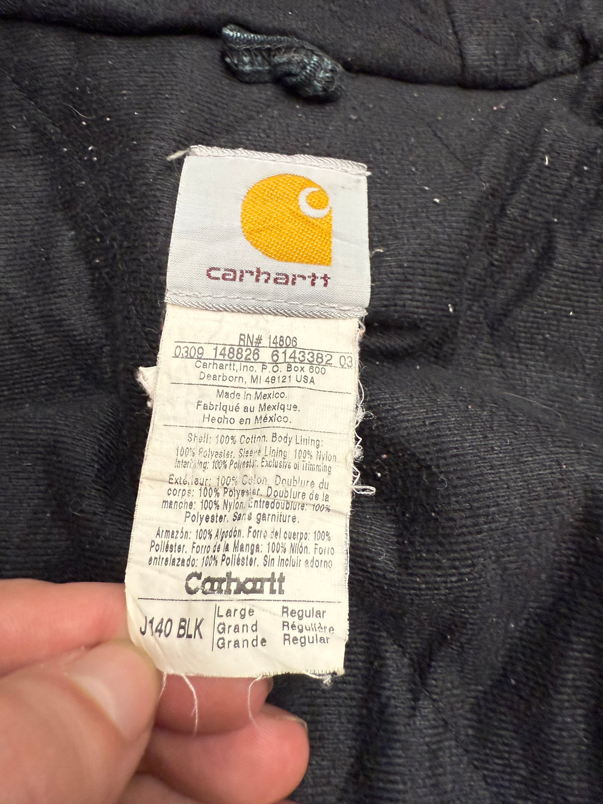 Faded Black Carhartt Active Jacket - Large