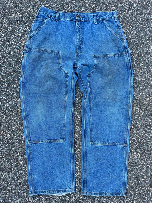 Faded Denim Carhartt Double Knee Pants - 38 x 31.5