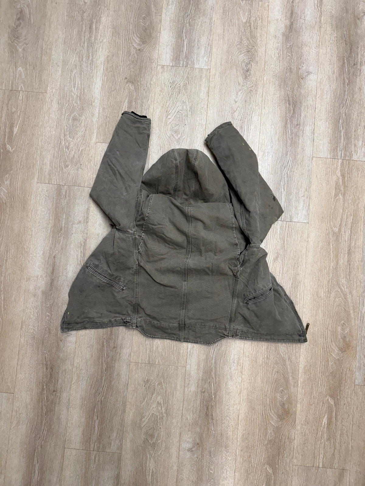 Faded Brown Sherpa Lined Carhartt Jacket - Small