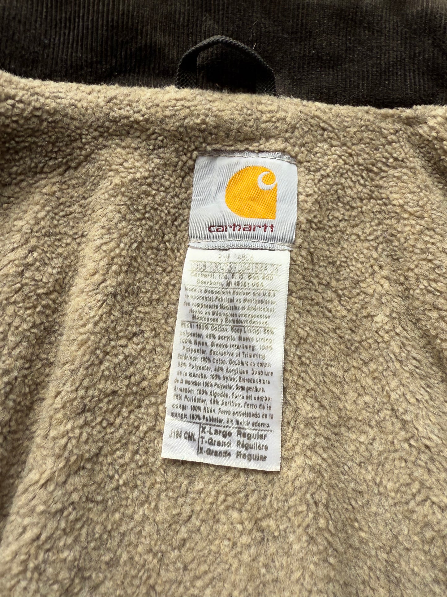 Faded Camel Brown Carhartt Sherpa Lined Arctic Jacket - XL