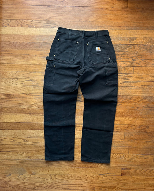 Faded Black Carhartt Double Knee Pants - 31 x 30