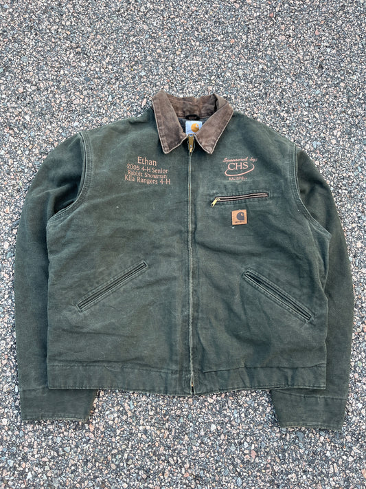 Faded Olive Green Carhartt Detroit Jacket - Medium