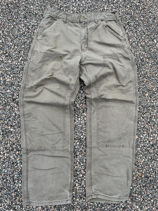 Faded Light Brown Carhartt Double Knee Pants - 33 x 30.5