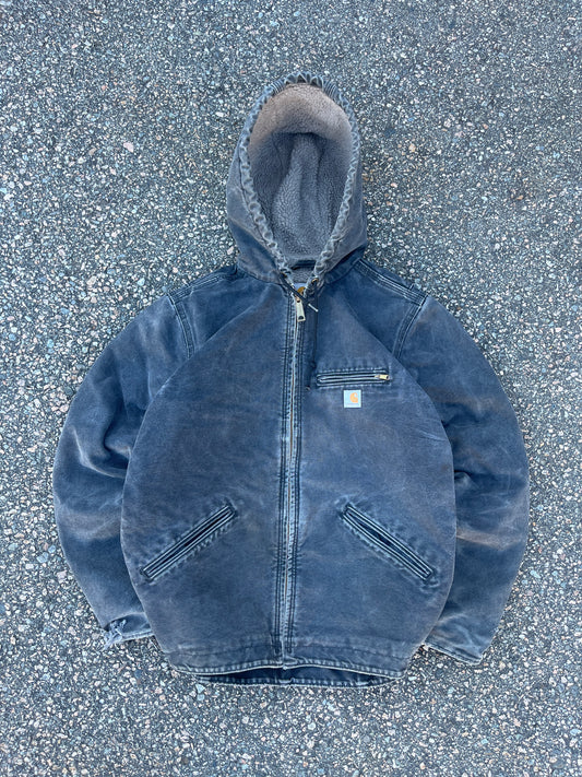 Faded Black Carhartt Sherpa Lined Jacket - Small
