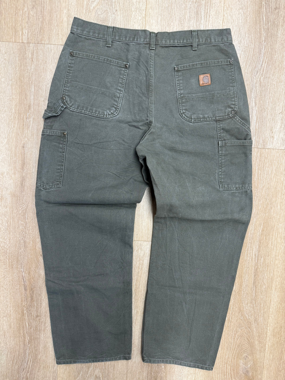 Faded Olive Green Carhartt Double Knee Pants - 34 x 30
