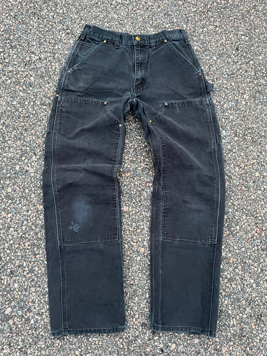 Faded Black Carhartt Double Knee Pants - 28 x 30