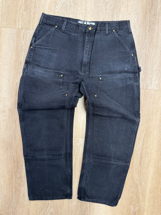 Faded Black Carhartt Double Knee Pants - 37 x 30