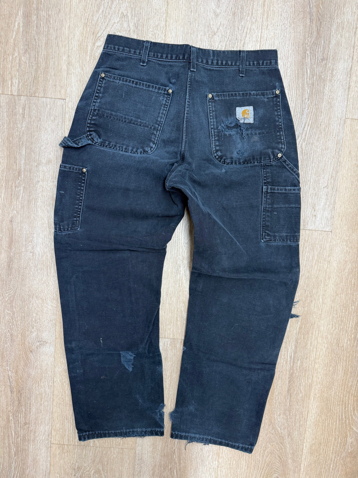Faded Black Carhartt Double Knee Pants - 31 x 28