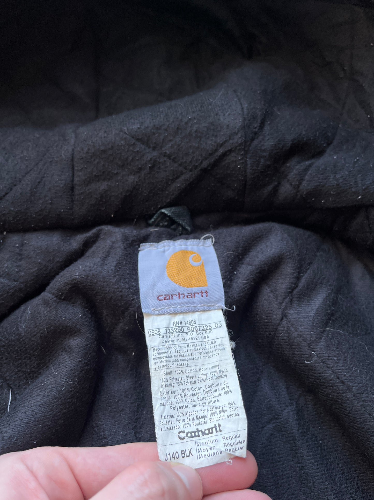 褪色黑色 Carhartt Active 夹克 - 中号