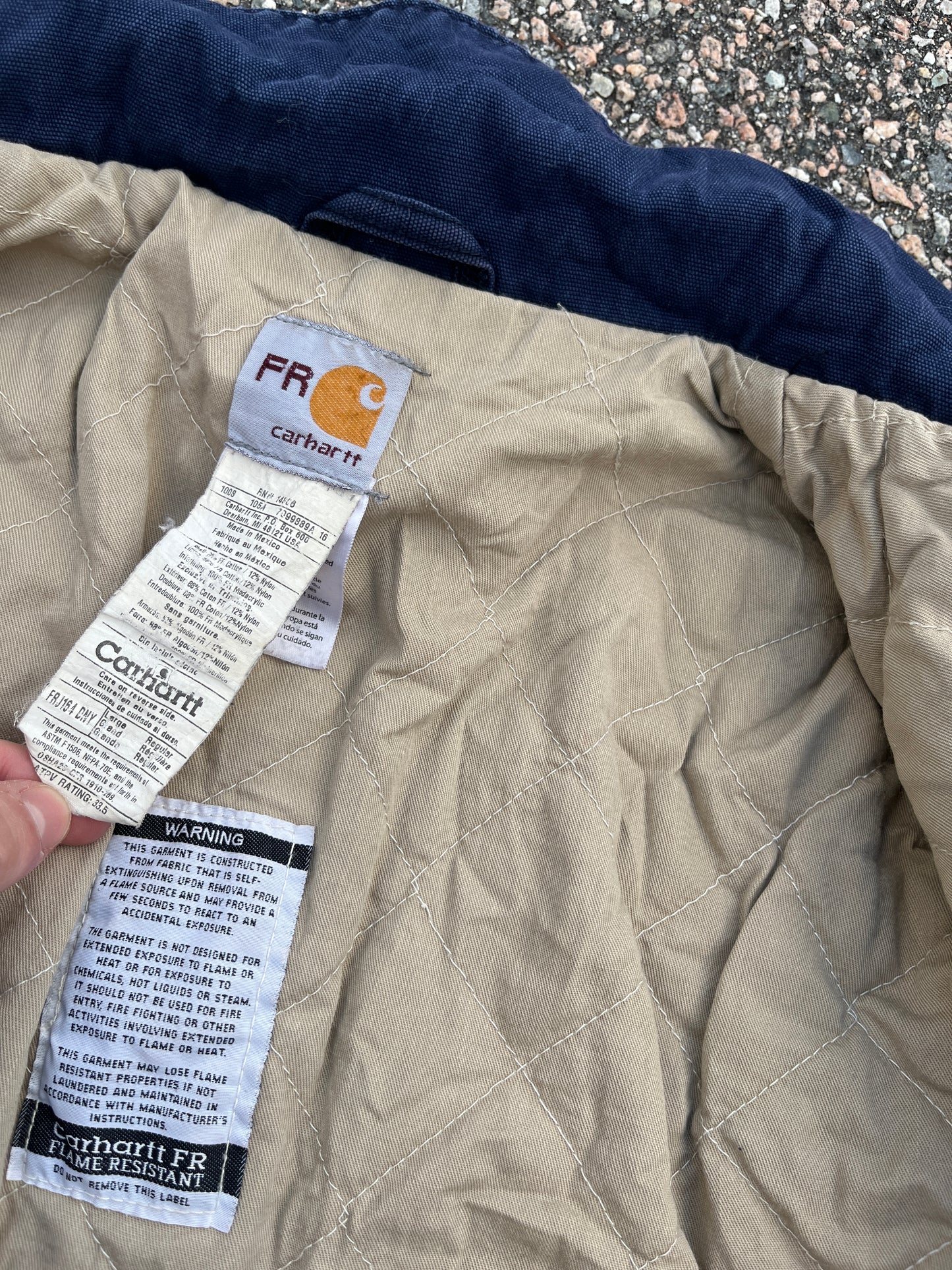 Faded Navy Blue Fire Resistant Carhartt Arctic Style Jacket - Large