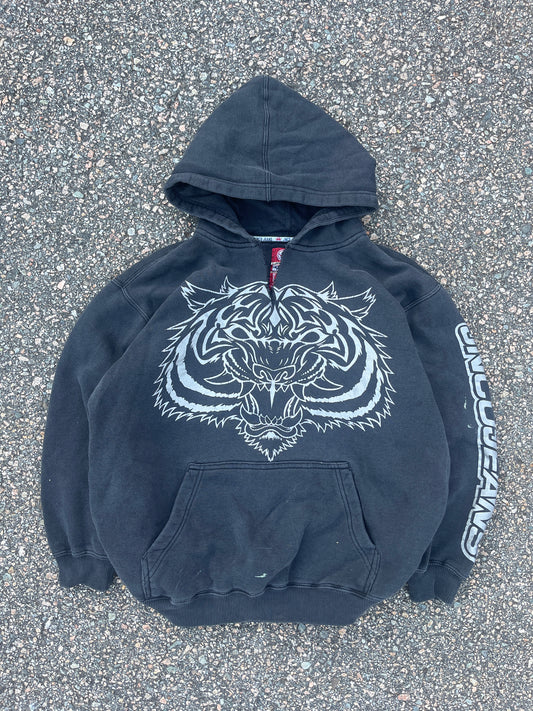 Faded Black JNCO Tiger Tribal Hoodie - Medium