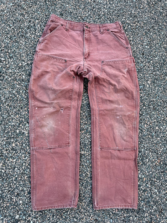 Faded Salmon Carhartt Double Knee Pants - 35 x 32