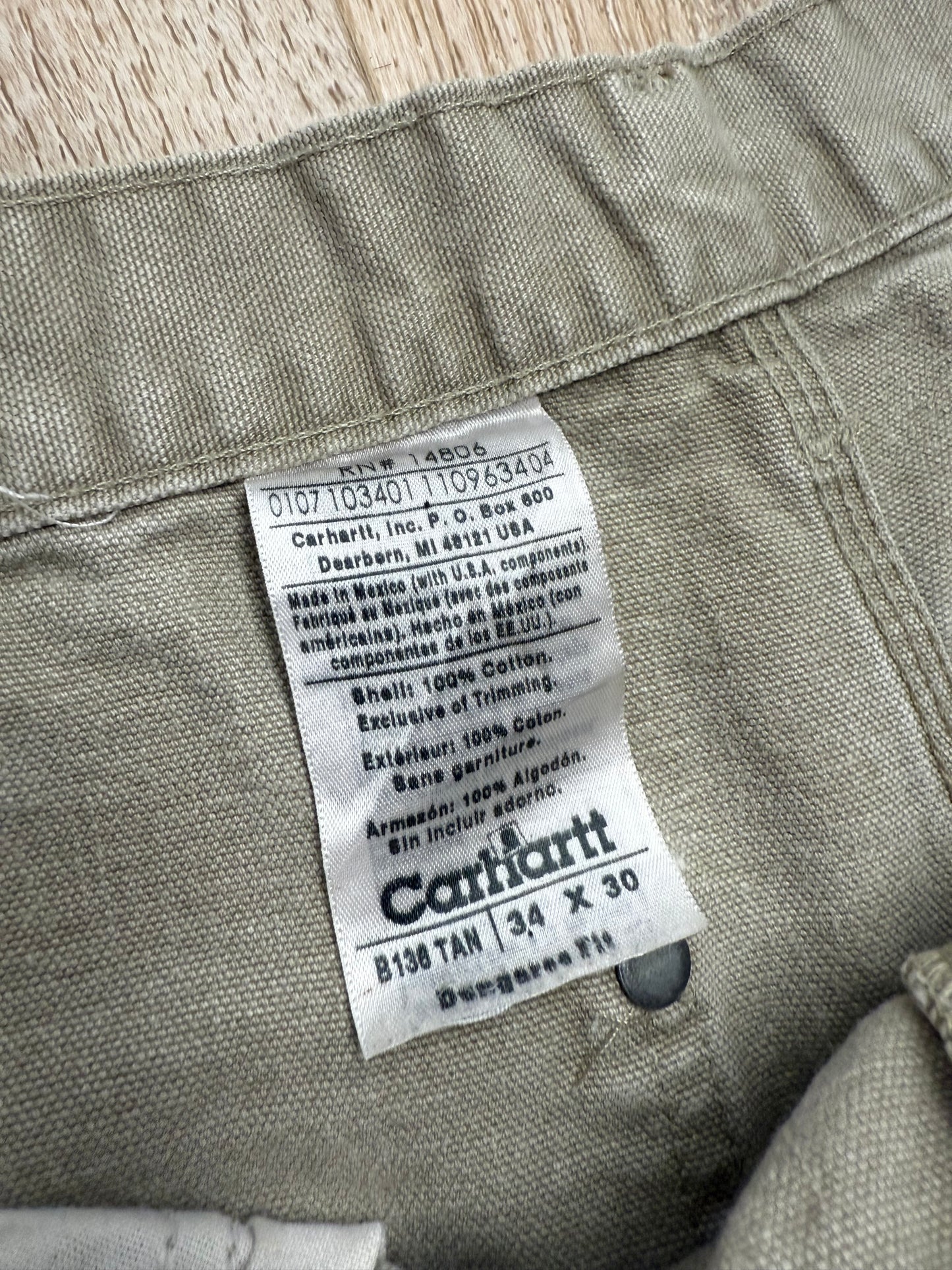 Faded Tan Carhartt Double Knee Pants - 32 x 29