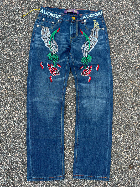Ed Hardy Christian Audigier Grail Skulls n Roses Pants - 30 x 31