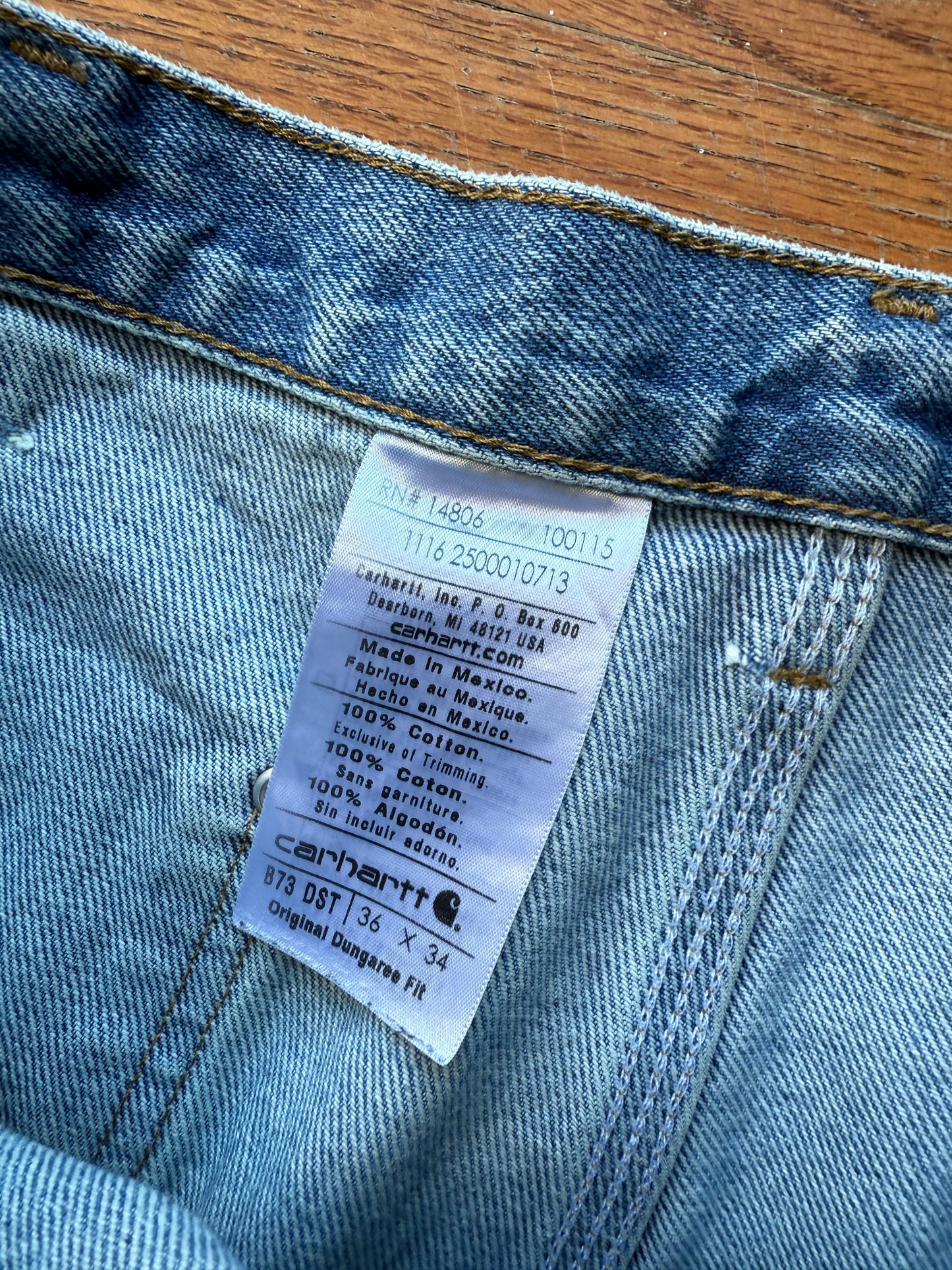 Faded Denim Carhartt Double Knee Pants - 35 x 32