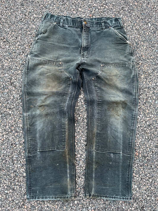 Faded Black Carhartt Double Knee Pants - 36 x 29