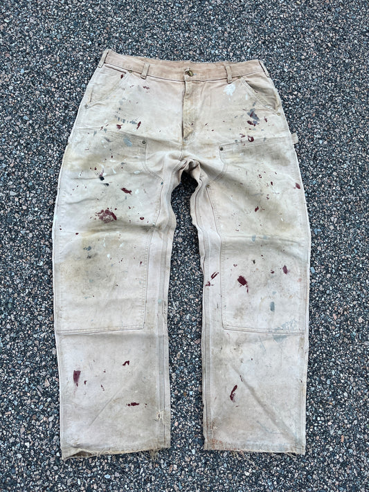Faded n Painted Tan Carhartt Double Knee Pants - 36 x 31