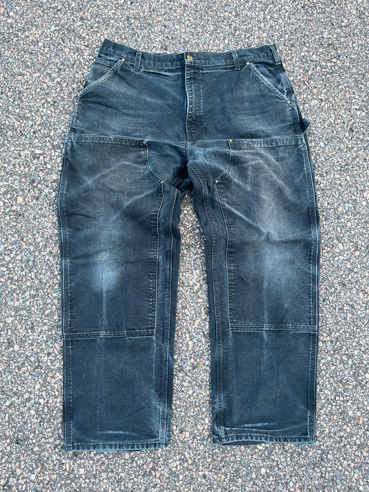 Faded Black Carhartt Double Knee Pants - 38 x 29.5