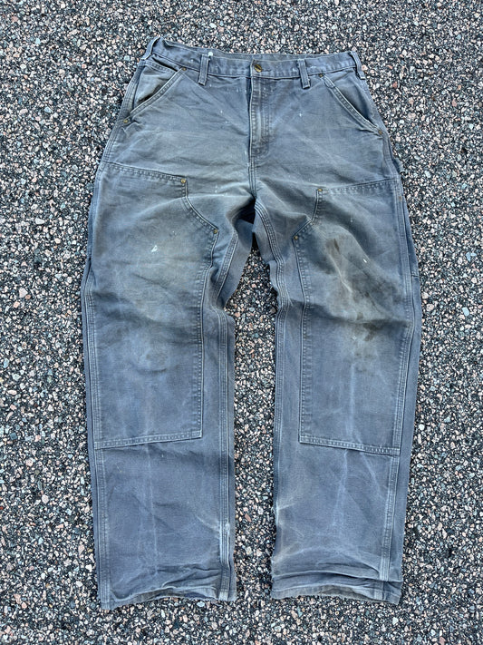 Faded Cement Grey Carhartt Double Knee Pants - 32 x 31