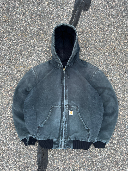 Faded n Distressed Black Carhartt Active Jacket - Medium