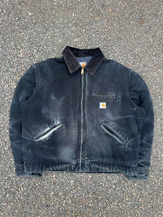Faded n Distressed Black Carhartt Detroit Jacket - Large