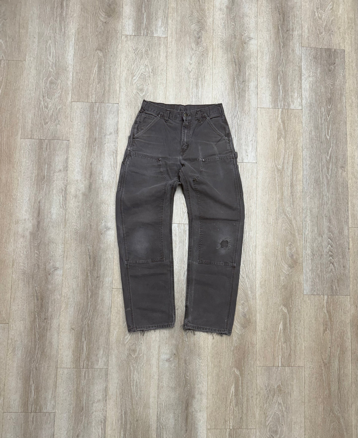 Faded Dark Brown Carhartt Double Knee Pants - 30 x 32