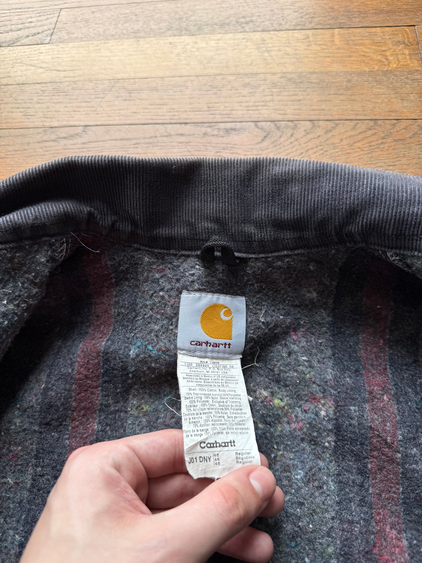 Faded Dark Navy Blue Carhartt Detroit Jacket - Large