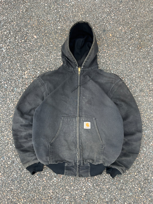 Faded n Distressed Black Carhartt Active Jacket - Medium