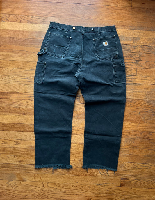 Faded Black Carhartt Double Knee Pants - 38 x 30