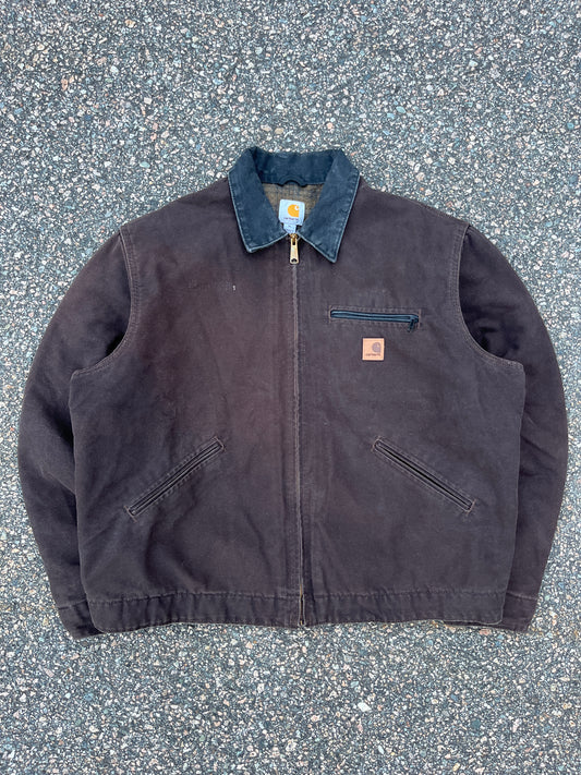 Faded Dark Brown Carhartt Detroit Jacket - Boxy L-XL