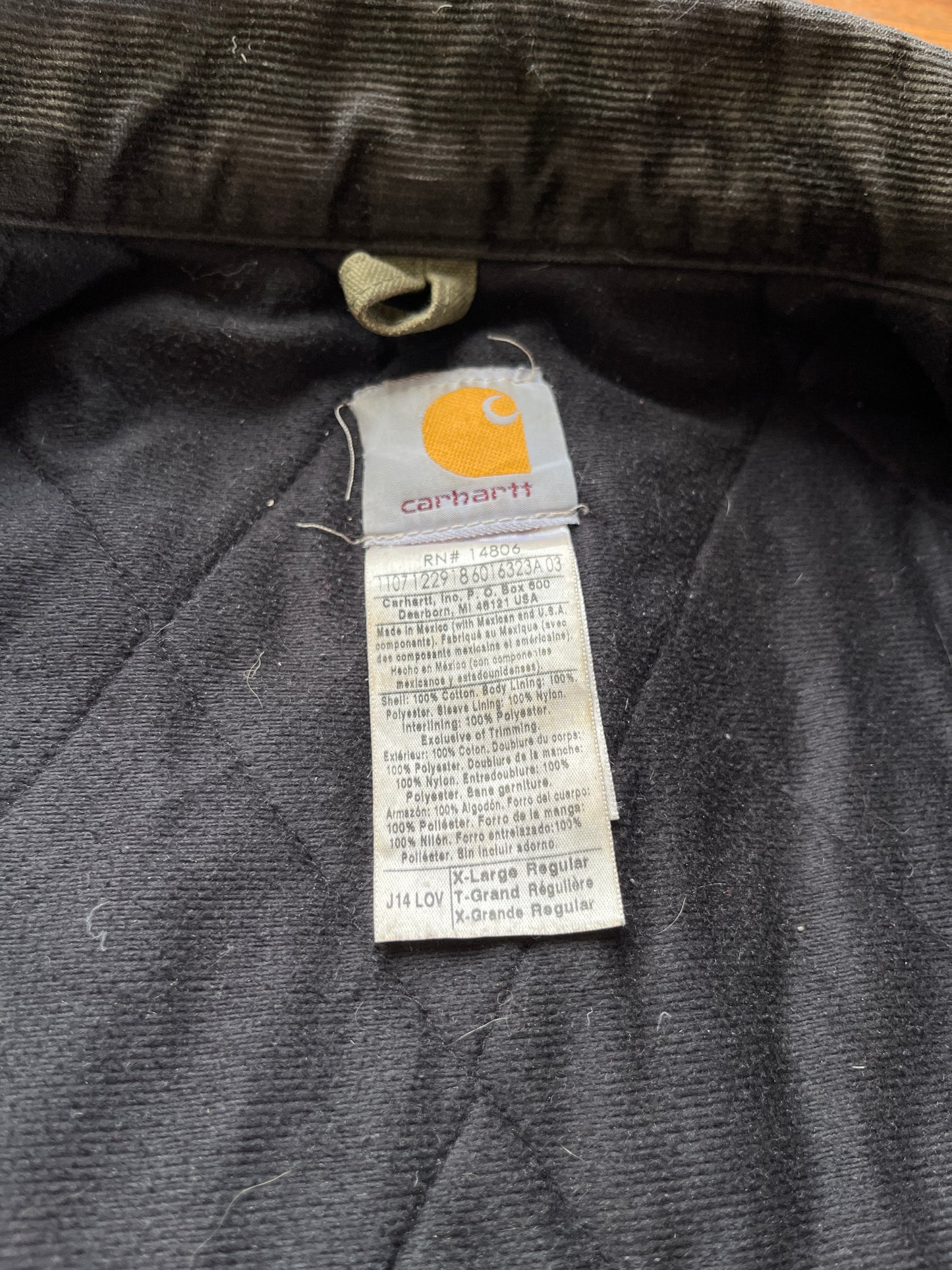 色あせたオリーブグリーンのカーハート サンタフェ ジャケット - XL