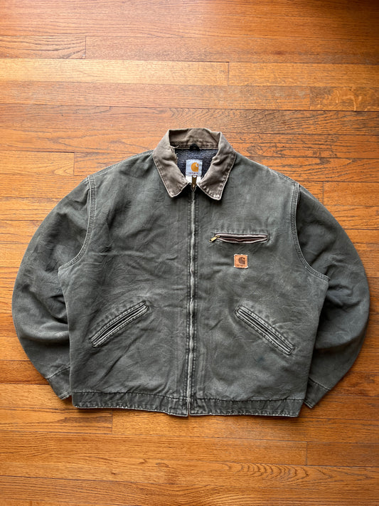 Faded Olive Green Carhartt Detroit Jacket - Boxy M-L