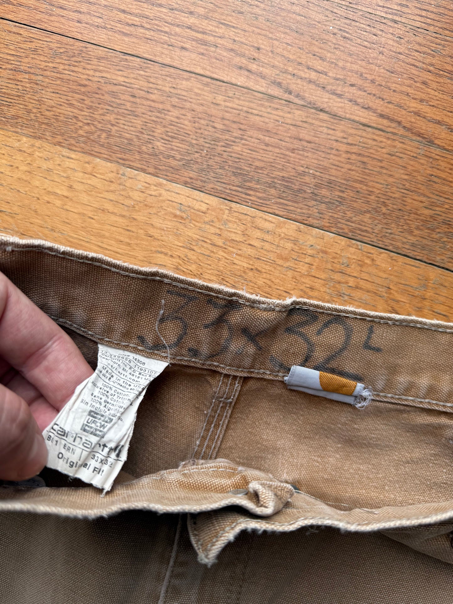 Faded Brown Carhartt Double Knee Pants - 31 x 30