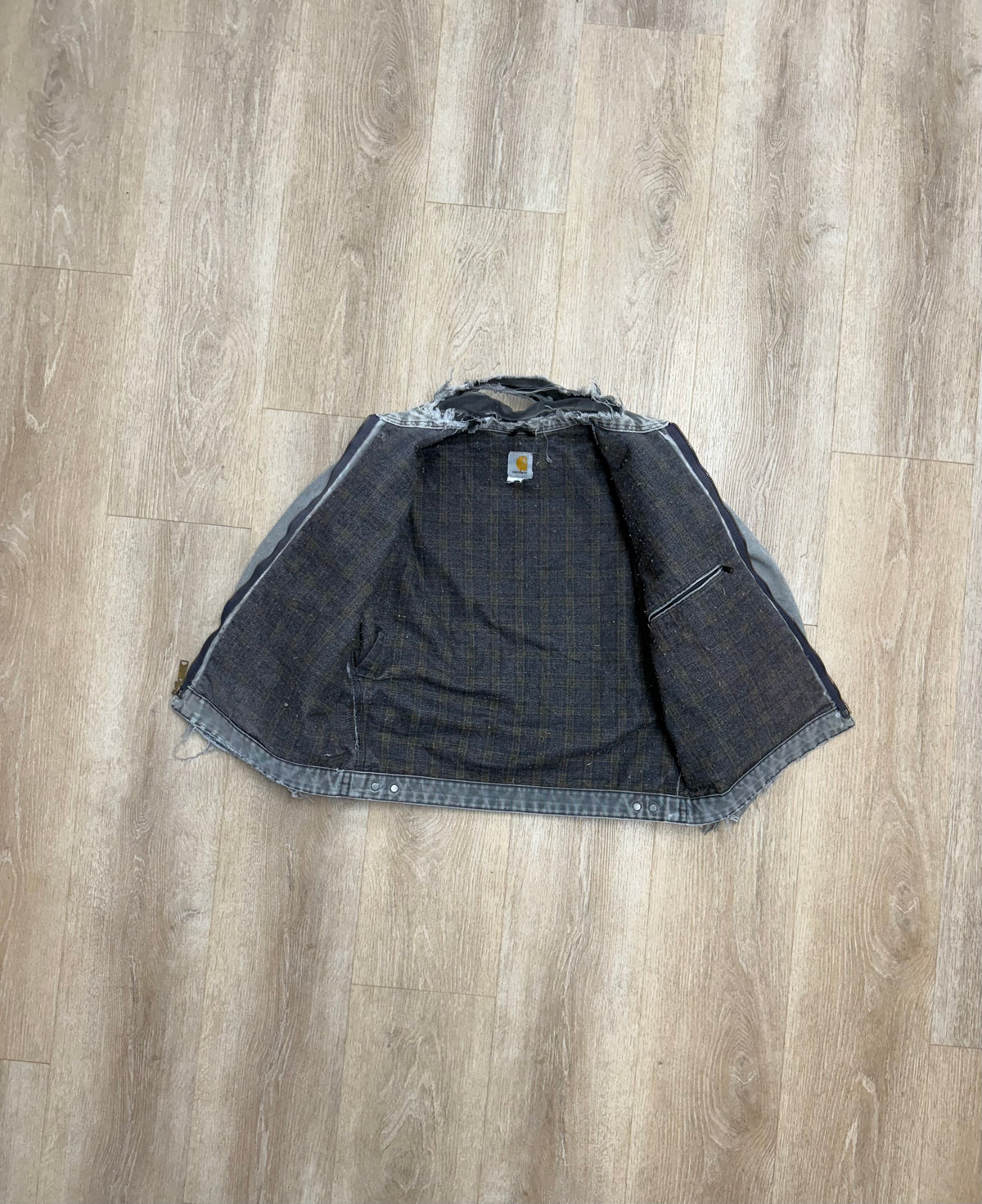 Faded n Distressed Grey Carhartt Detroit Jacket - Medium