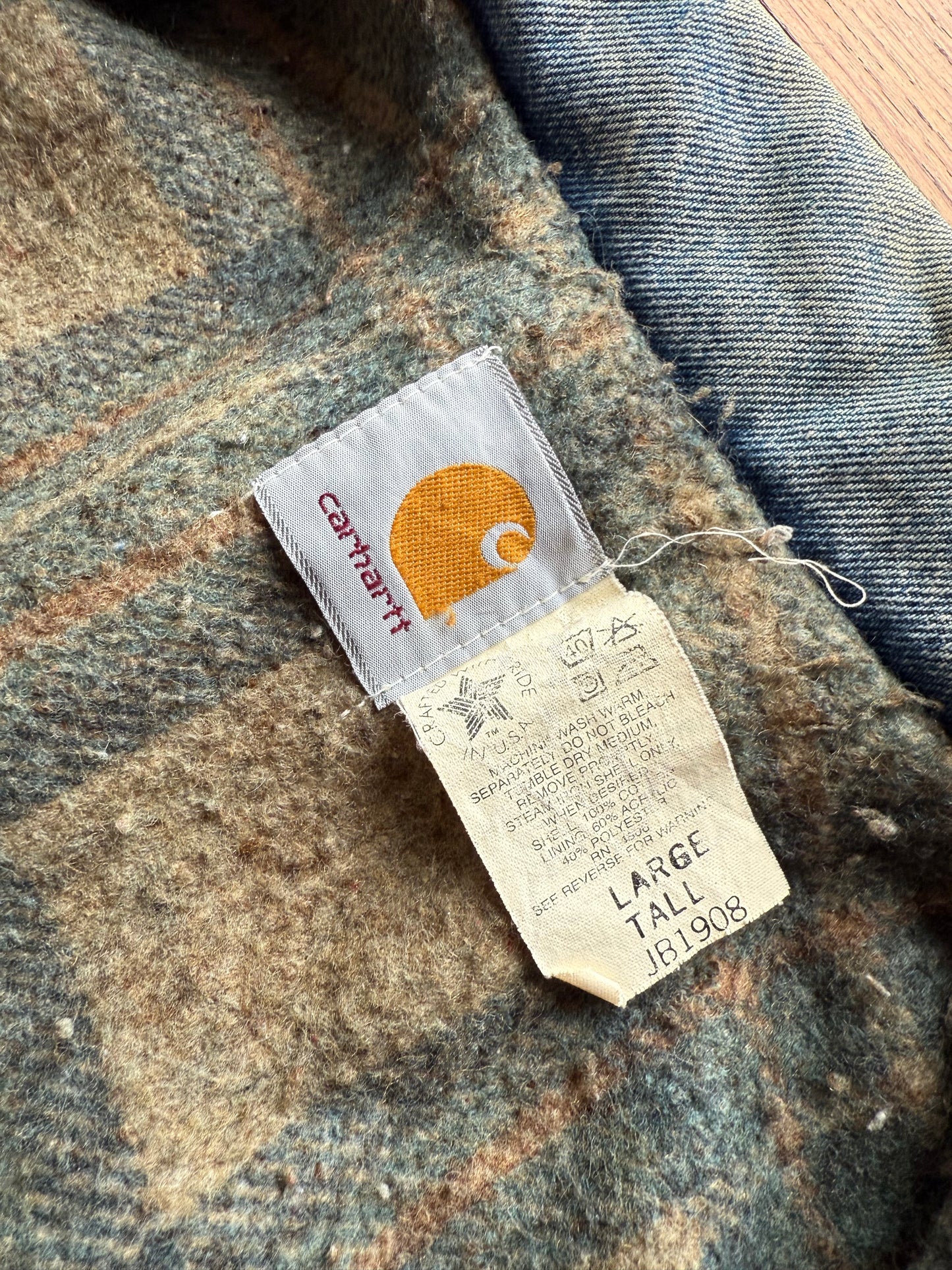 Faded Denim Carhartt Trucker Jacket Rare Liner - Large