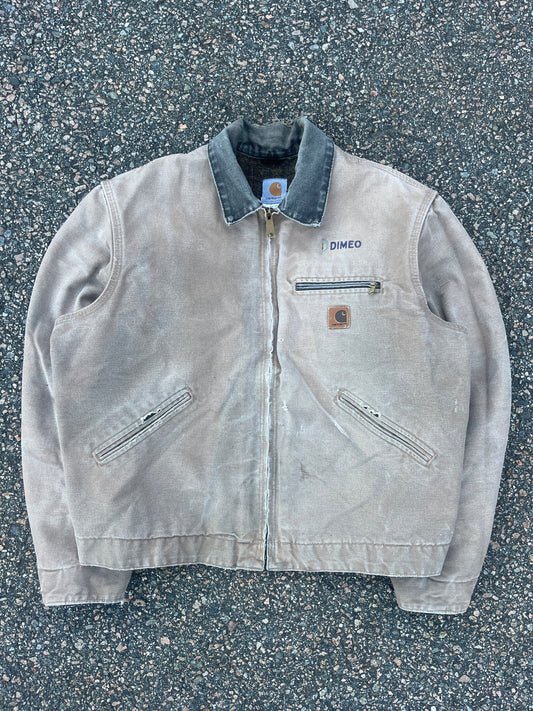 Faded n Distressed Taupe Brown Carhartt Detroit Jacket - Medium
