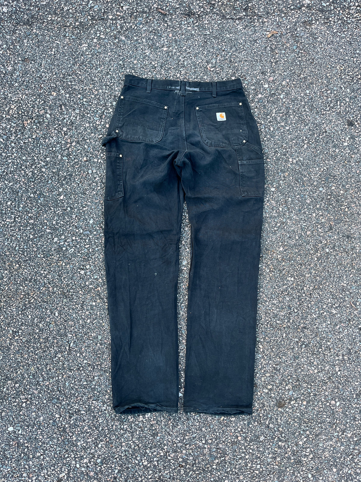 Faded Black Carhartt Double Knee Pants - 33 x 34