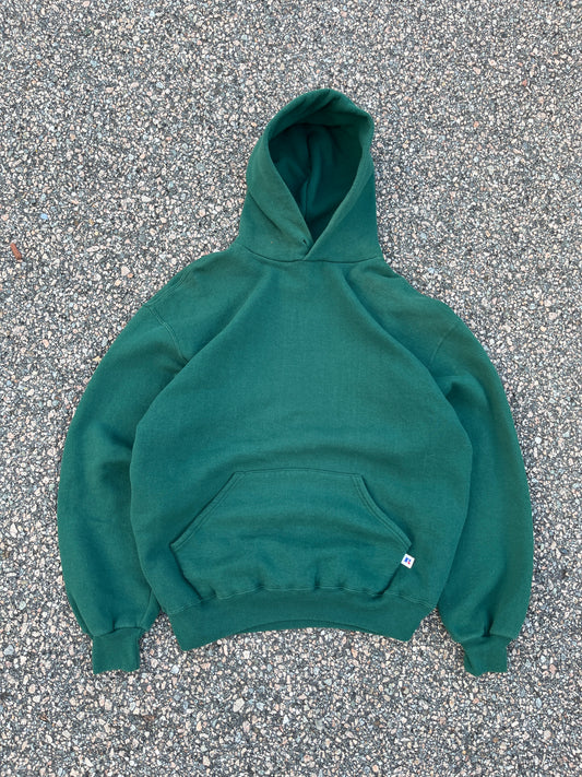 90’s Faded Forest Green Russell Hoodie - Large