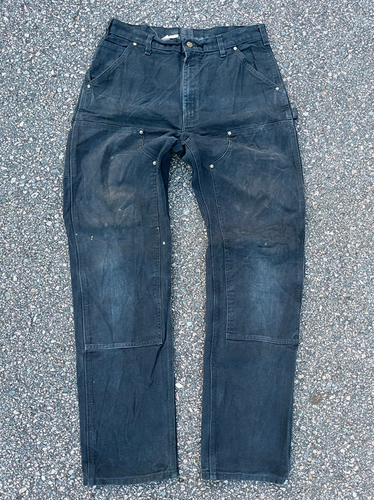 Faded Black Carhartt Double Knee Pants - 33 x 34