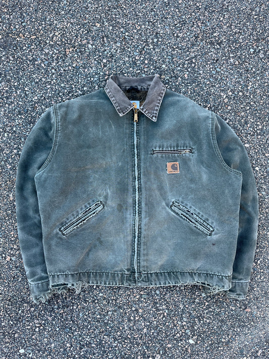 Faded n Distressed Olive Green Carhartt Detroit Jacket - XL