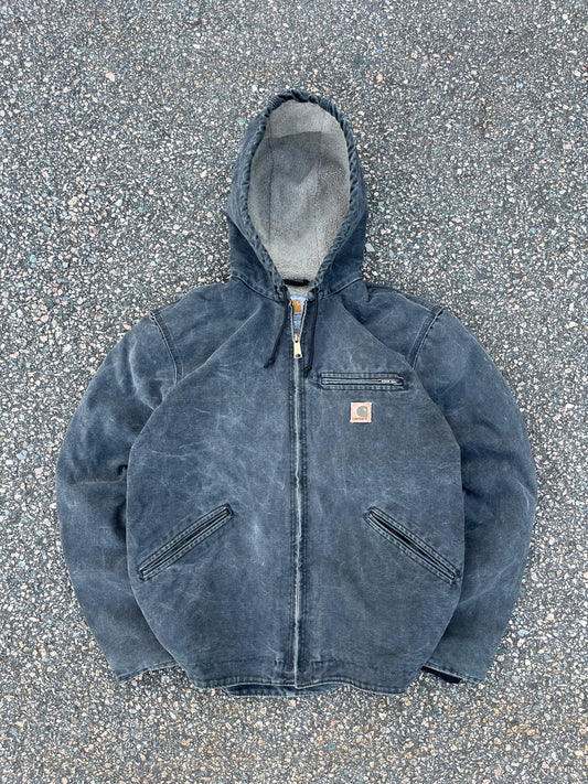 Faded Black Carhartt Sherpa Lined Jacket - Medium