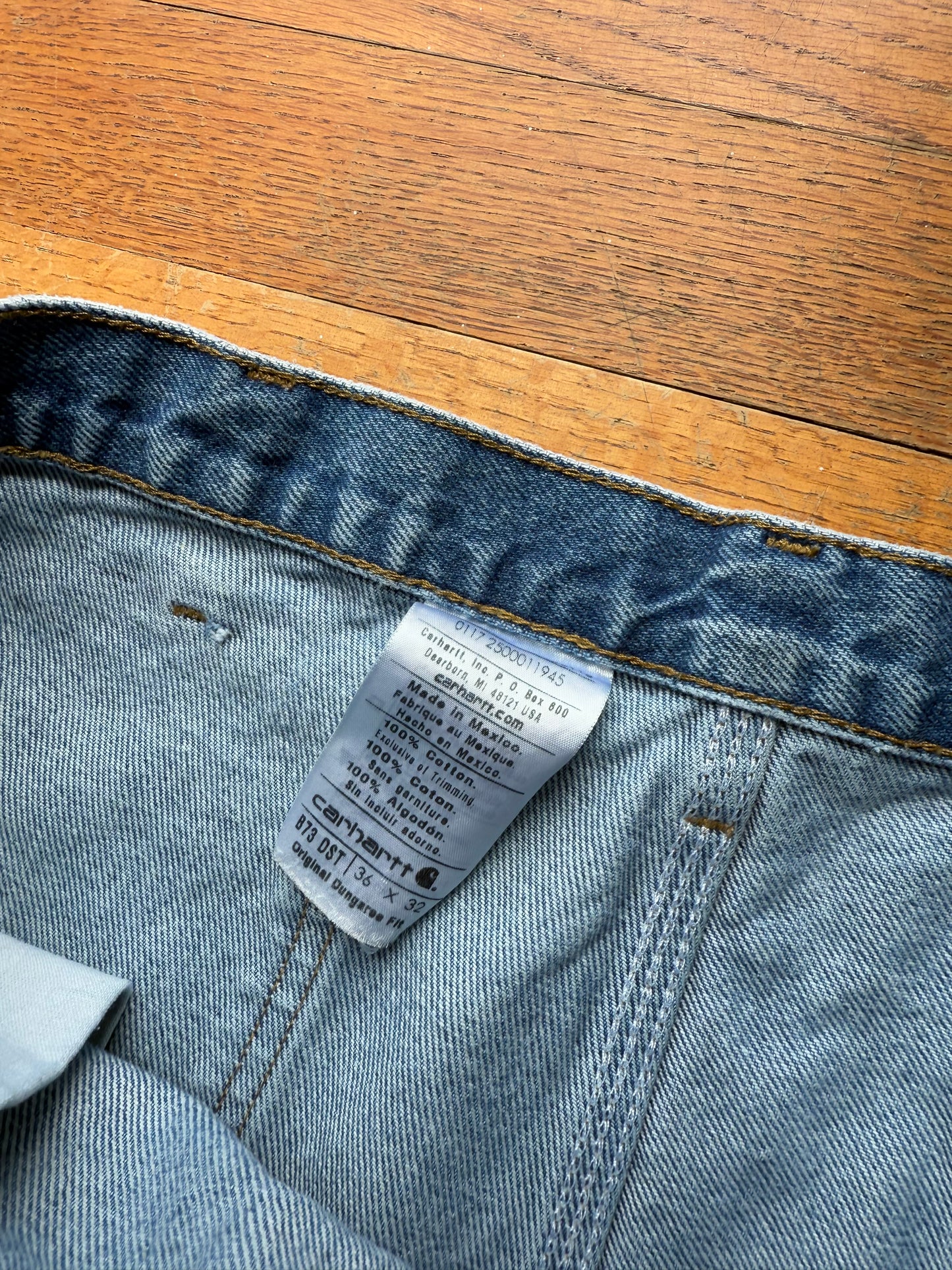 Faded Denim Carhartt Double Knee Pants - 35 x 31