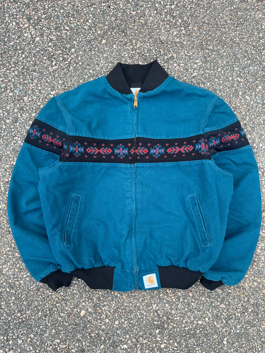 Faded Aqua Southwest Aztec Santa Fe Jacket - Large