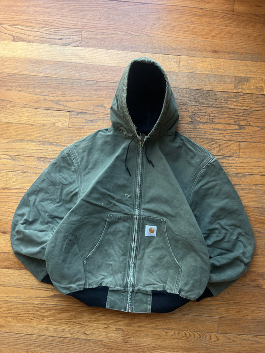 Faded Olive Green Carhartt Active Jacket - Boxy Medium