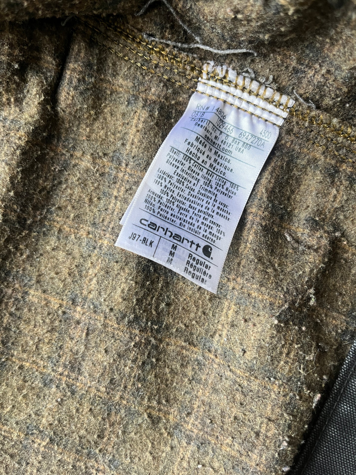 色あせたブラック カーハート デトロイト ジャケット - ミディアム